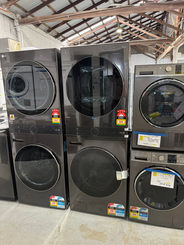 Transportation damaged LG 17kg WashTower™ All-In-One Stacked Washer Dryer in Black Steel WWT-1710B - Second Hand Appliances Geebung